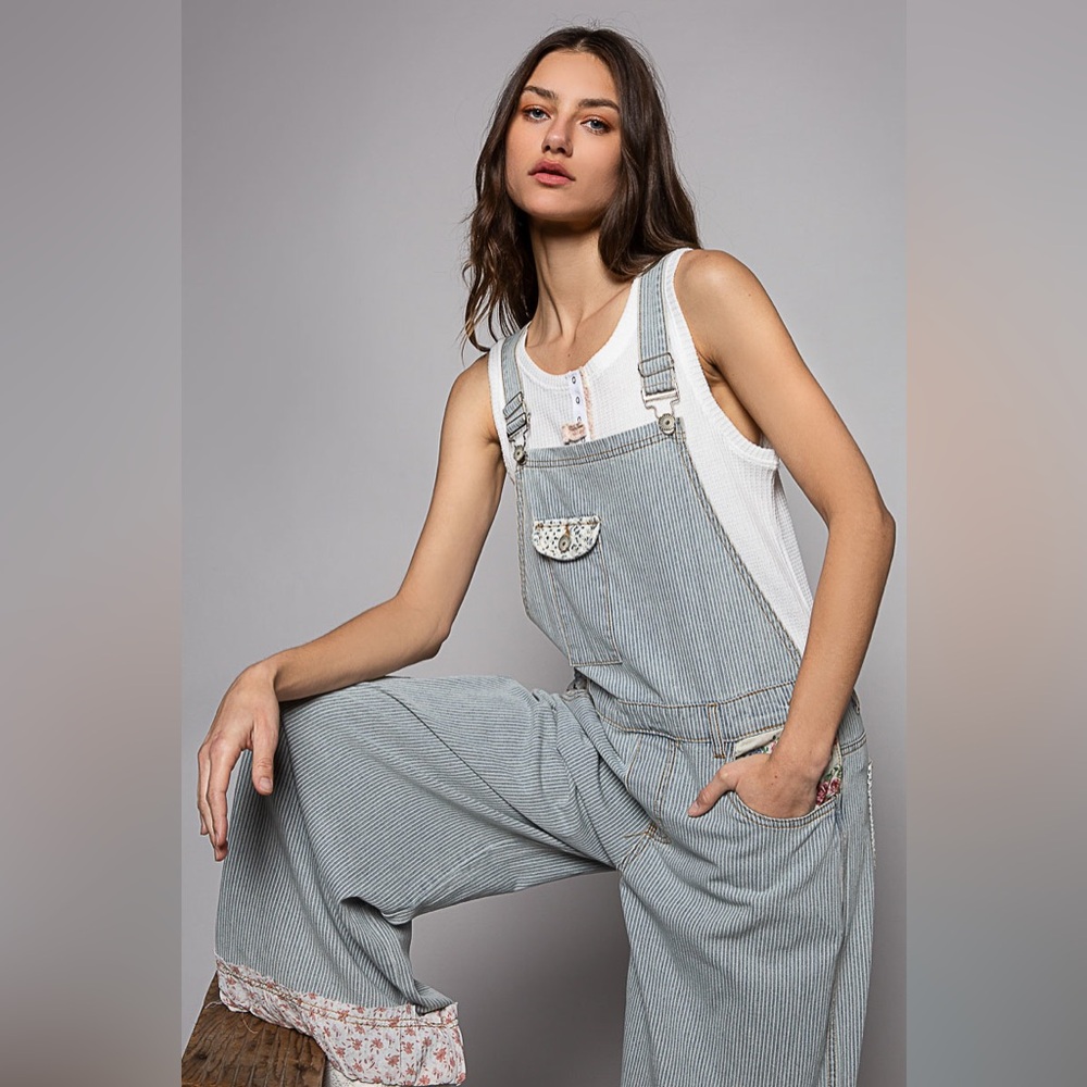POL “Vintage Garden Overalls” | Denim Stripe - Picture 2 of 10